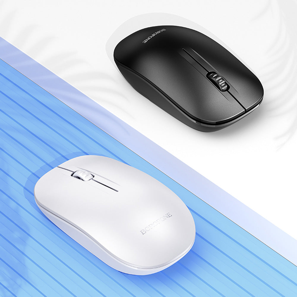 Mouse Wireless Borofone BG14 Planet, 1000DPI, BT / Wi-FI, Alb
