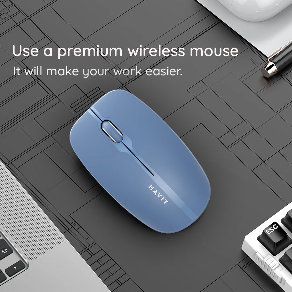 Mouse Wireless HAVIT MS53WB, 1600DPI, Albastru