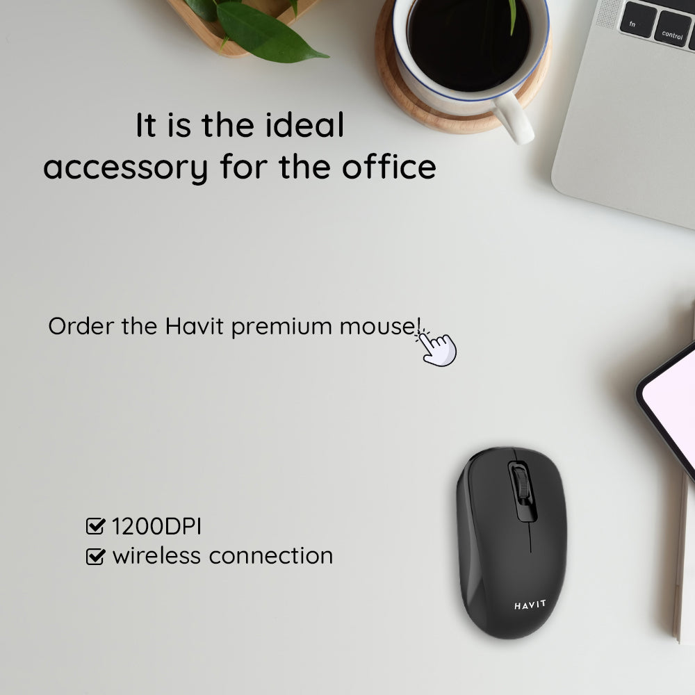 Mouse Wireless HAVIT MS626GT, 1200DPI, Negru