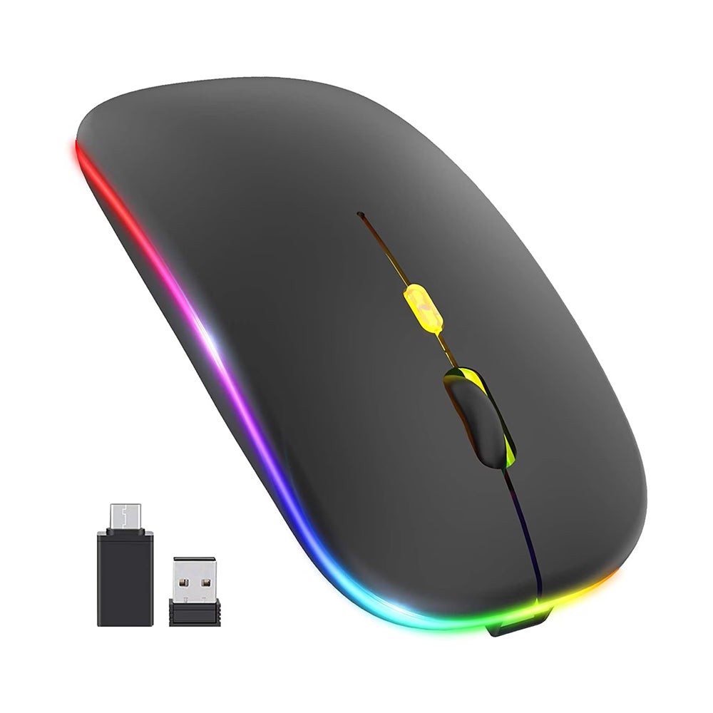 Mouse Wireless Techsuit M1, RGB, 1600DPI, BT / Wi-Fi, Negru