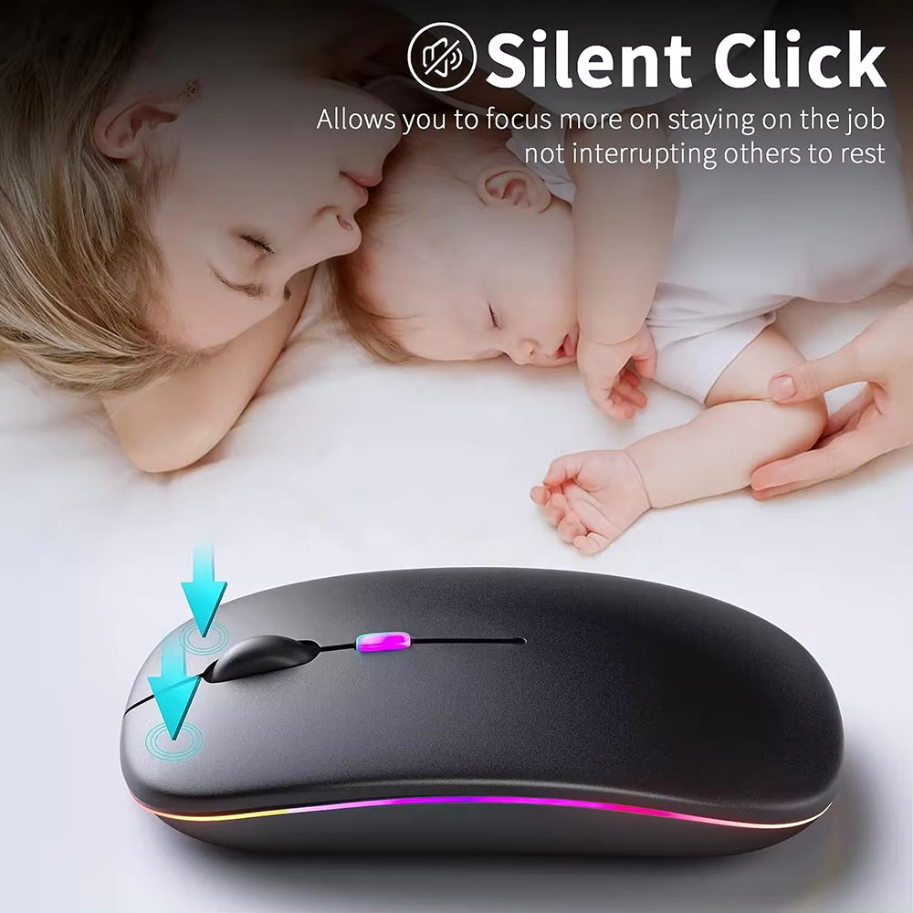 Mouse Wireless Techsuit M1, RGB, 1600DPI, BT / Wi-Fi, Negru