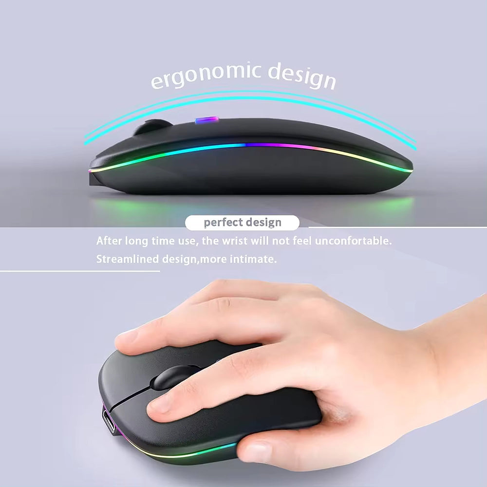 Mouse Wireless Techsuit M1, RGB, 1600DPI, BT / Wi-Fi, Negru