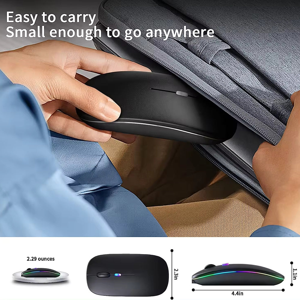 Mouse Wireless Techsuit M1, RGB, 1600DPI, BT / Wi-Fi, Negru