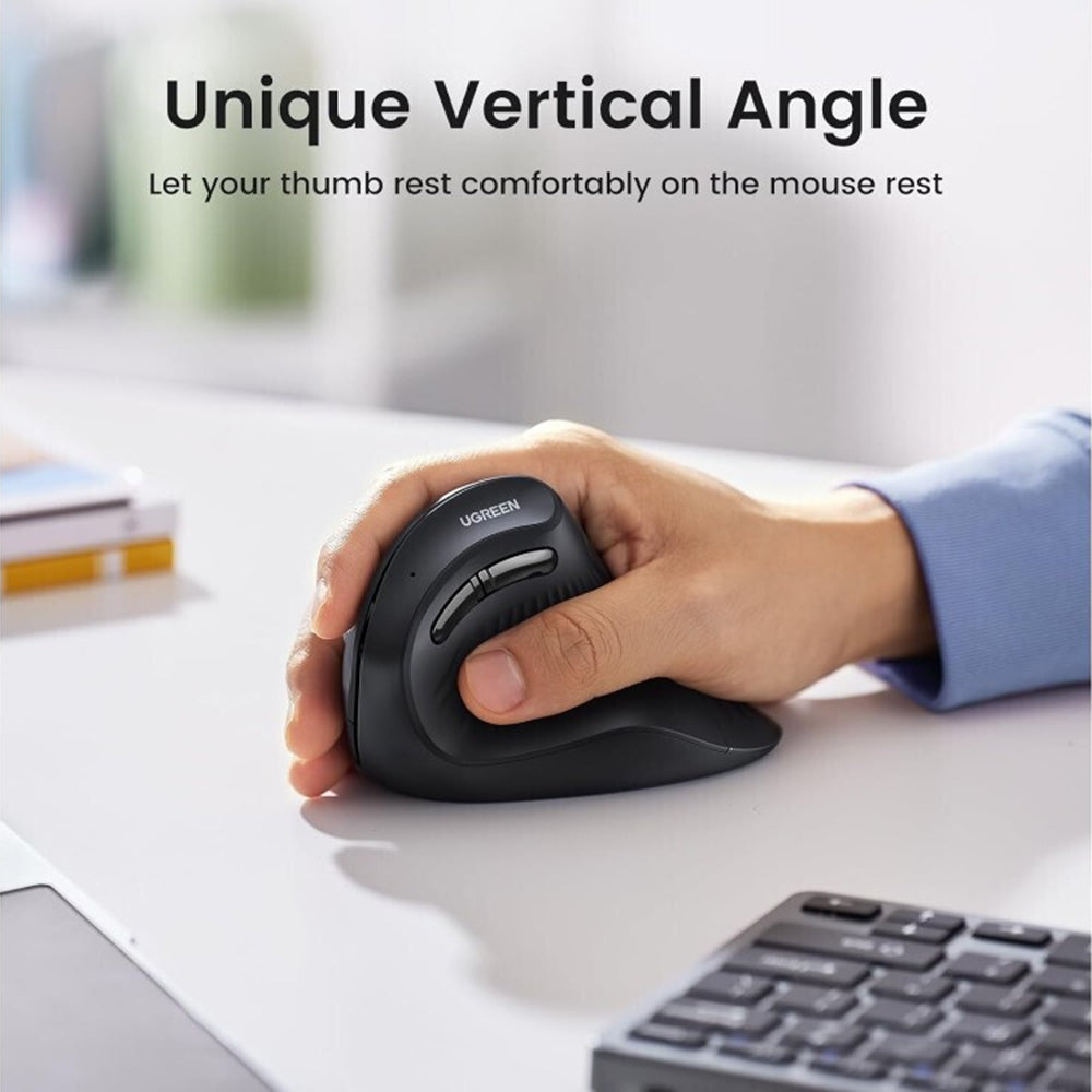 Mouse Wireless UGREEN MU008, 4000DPI, BT / Wi-Fi, Negru