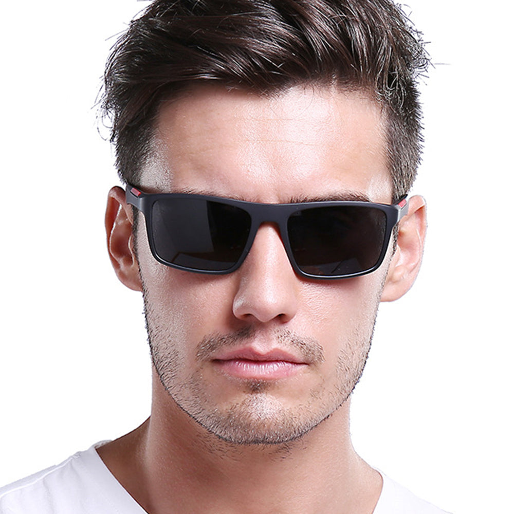 Ochelari De Soare Barbati Techsuit TR90 (MM101), Polarizati, Protectie UV, Negri Mat Rosii
