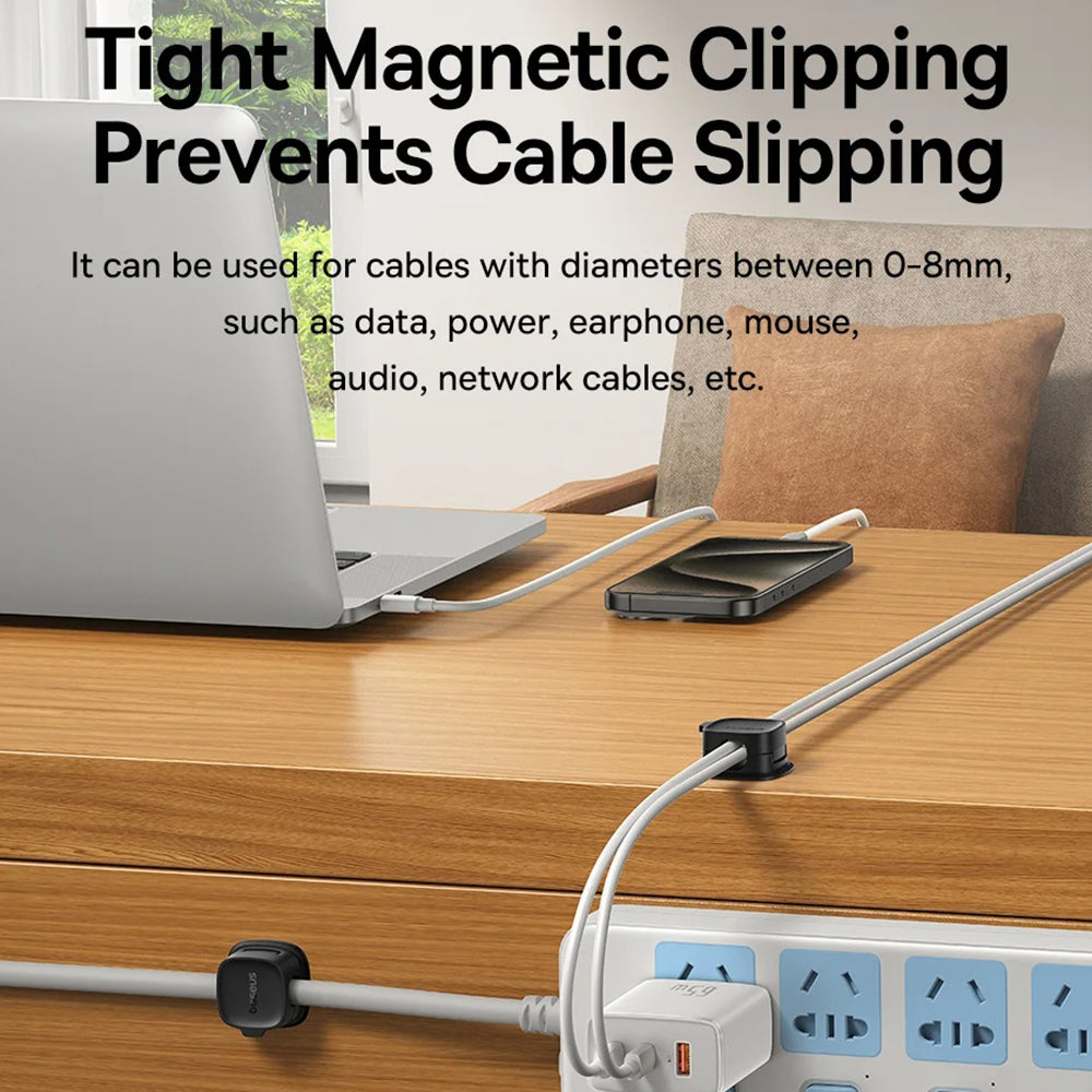 Organizator Cabluri Baseus Lite Magnetic, Set 3 Bucati, Negru B01331106111-00