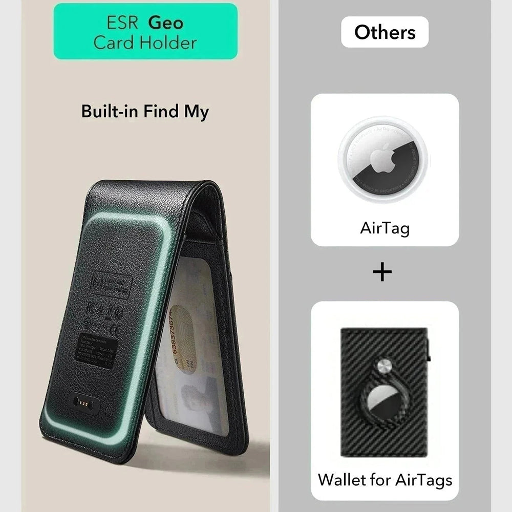 Portofel ESR Classic Geo cu functie Find My si Protectie RFID, Negru, Resigilat