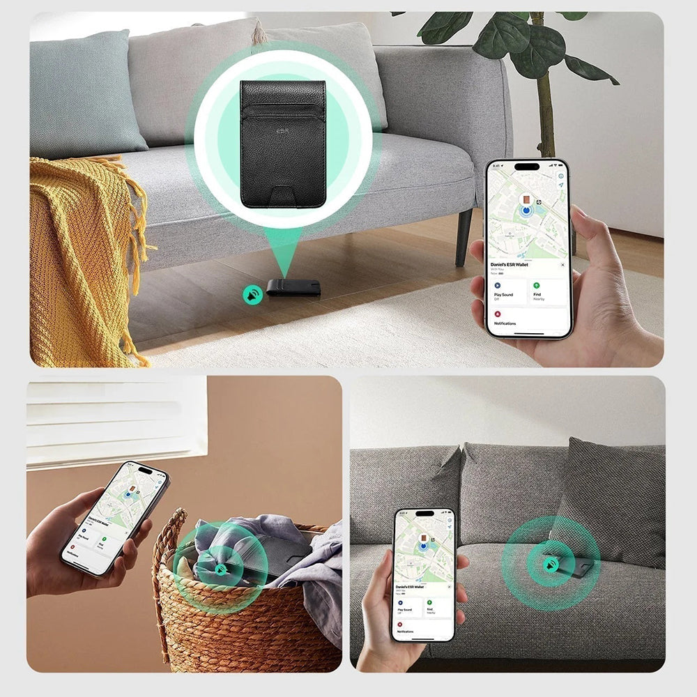 Portofel ESR Classic Geo cu functie Find My si Protectie RFID, Negru, Resigilat