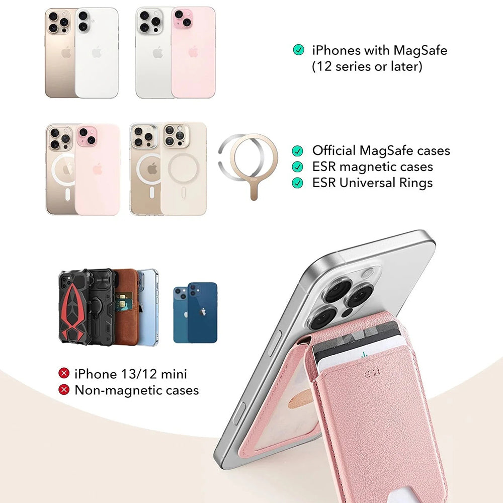 Portofel Magsafe, ESR, Stand, Roz