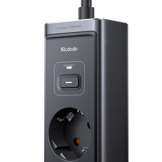 Prelungitor McDodo CH-0620, 3 x Schuko - 1 x USB-A - 2 x USB-C, Negru