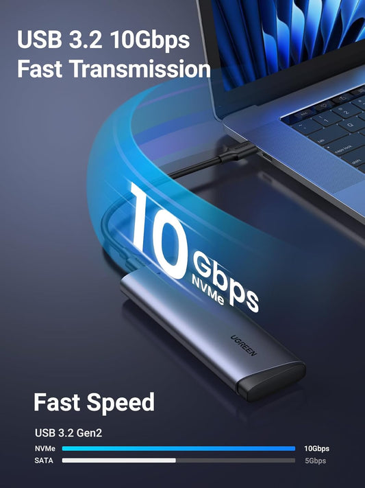 Rack UGREEN CM767 pentru SSD SATA M.2 NVMe, Gri