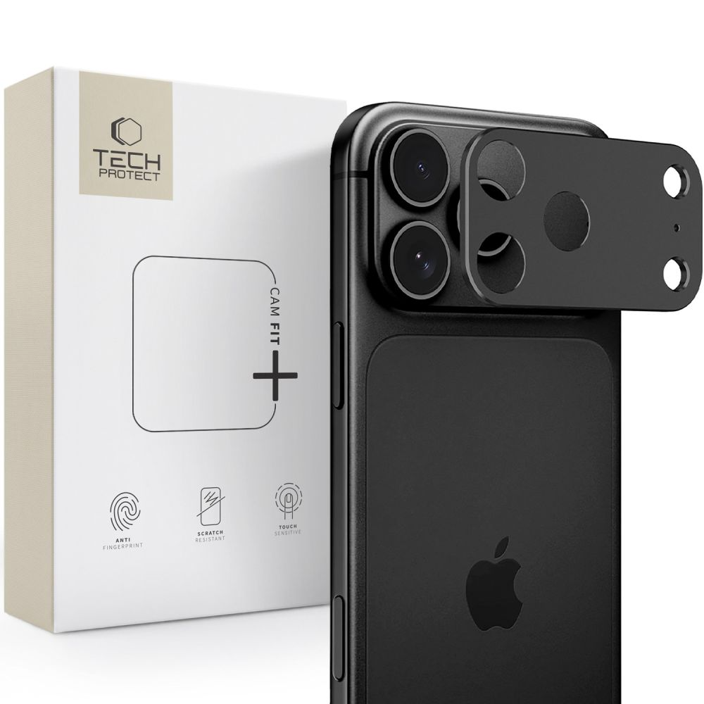 Rama protectie Camera Spate Tech-Protect Camalloy Fit+ pentru Apple iPhone 18 Pro, Aluminiu, Neagra