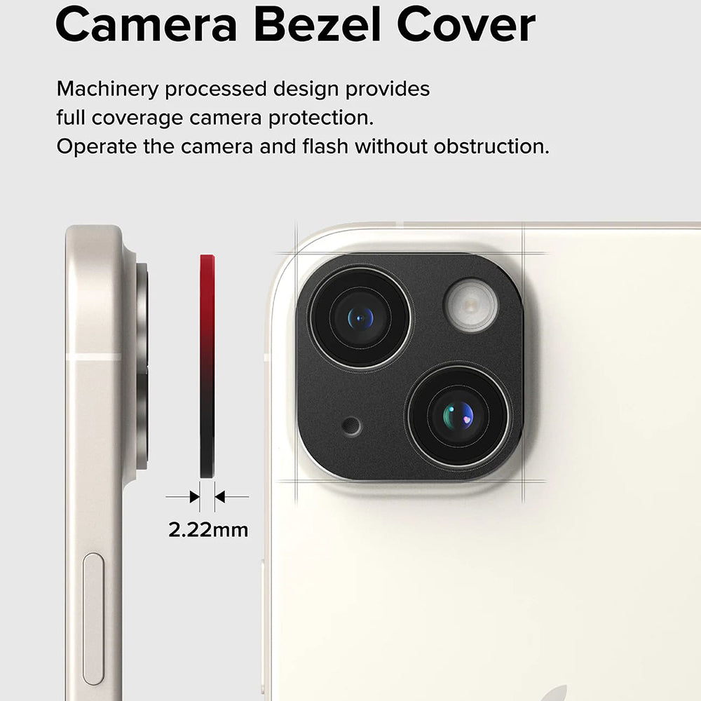 Rama protectie Camera Spate Ringke Styling pentru Apple iPhone 15 Plus / 15, Aluminiu, Neagra