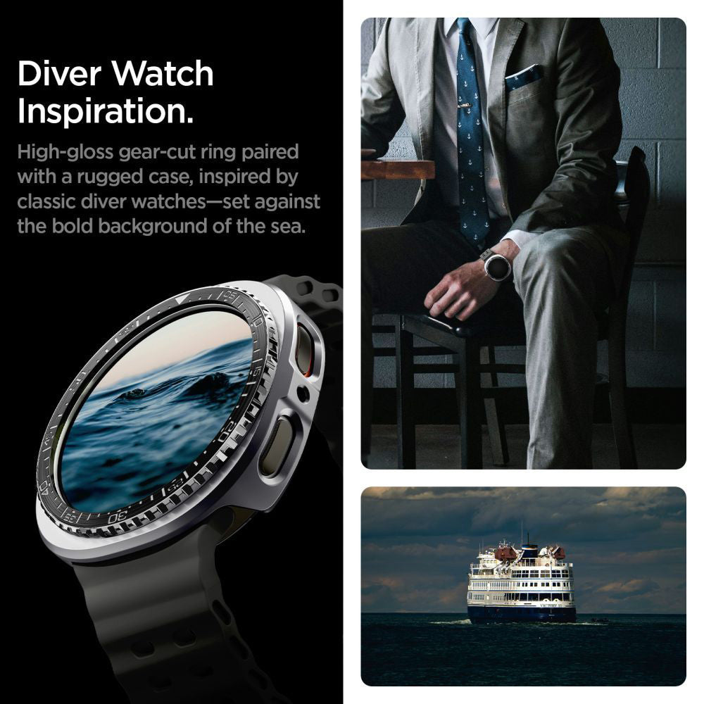 Rama Protectie Spigen Tune Pro Diver pentru Samsung Galaxy Watch8 44mm, Neagra ACS10010