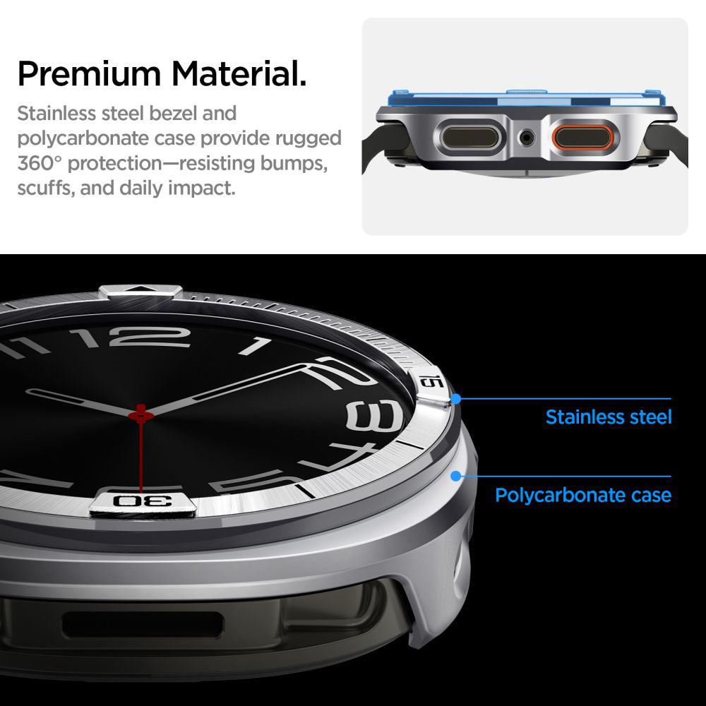 Rama Protectie Spigen Tune Pro Pilot pentru Samsung Galaxy Watch9 / Watch8 44mm, Argintie ACS10011