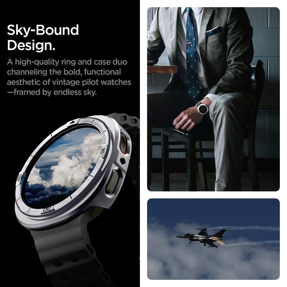 Rama Protectie Spigen Tune Pro Pilot pentru Samsung Galaxy Watch9 / Watch8 44mm, Argintie ACS10011