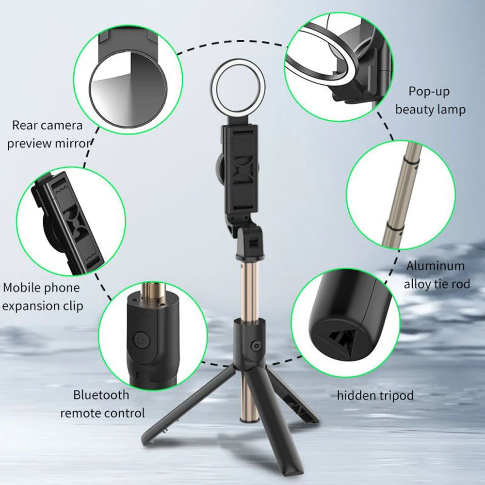 Selfie Stick Bluetooth Techsuit K13, Universal, Negru