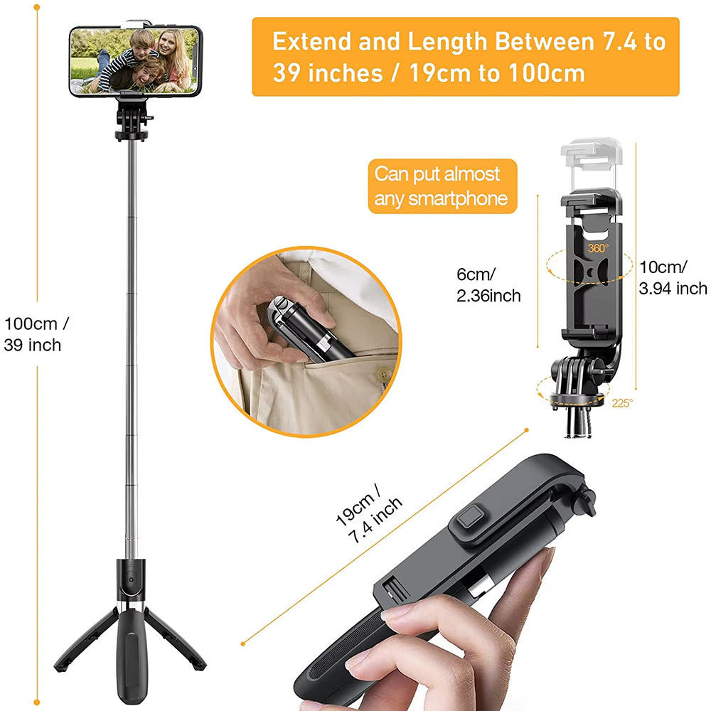 Selfie Stick Bluetooth Techsuit L02, Universal, Negru
