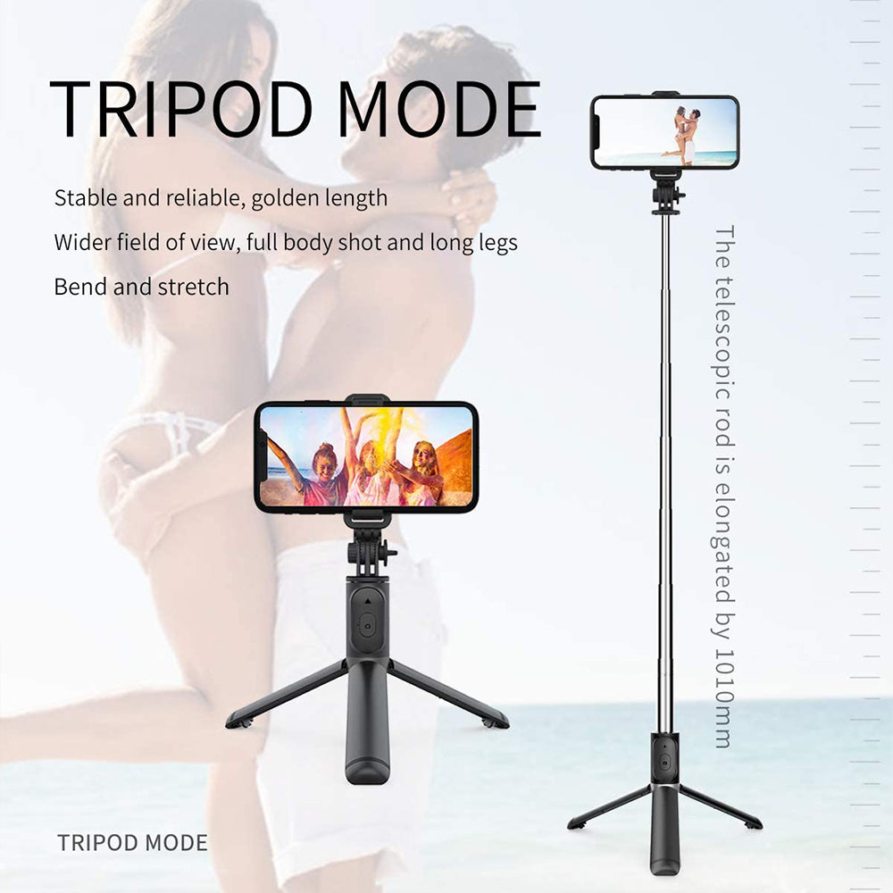 Selfie Stick Bluetooth Techsuit Q01, Universal, Negru