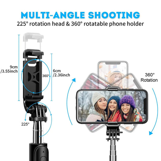 Selfie Stick Bluetooth Techsuit Q02, Universal, Negru