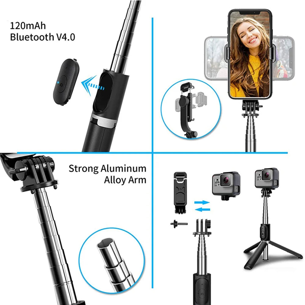 Selfie Stick Bluetooth Techsuit Q02, Universal, Negru
