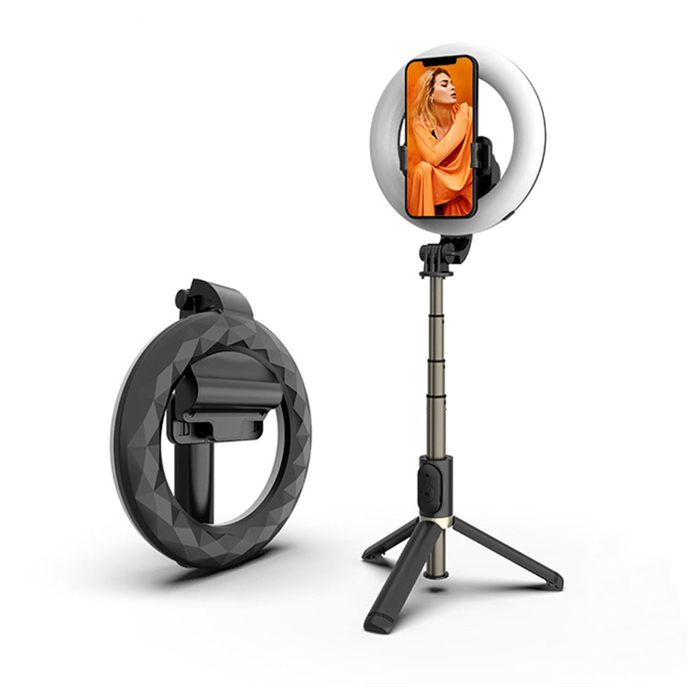 Selfie Stick Bluetooth Techsuit Q07 Ring Light, Universal, Negru