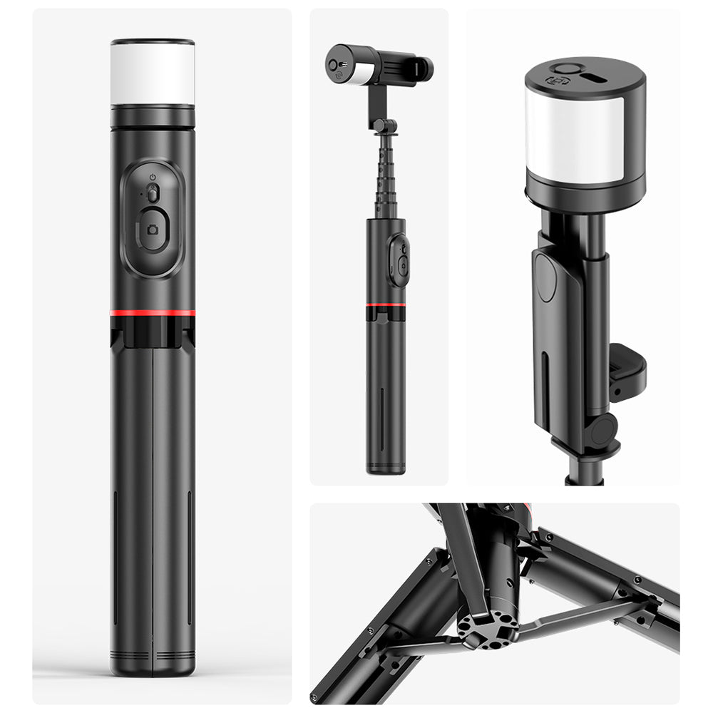 Selfie Stick Bluetooth Techsuit Q12S, Universal, Negru