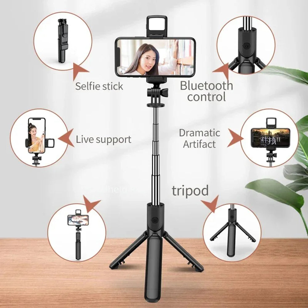 Selfie Stick Bluetooth Techsuit S03-S, Universal, Negru