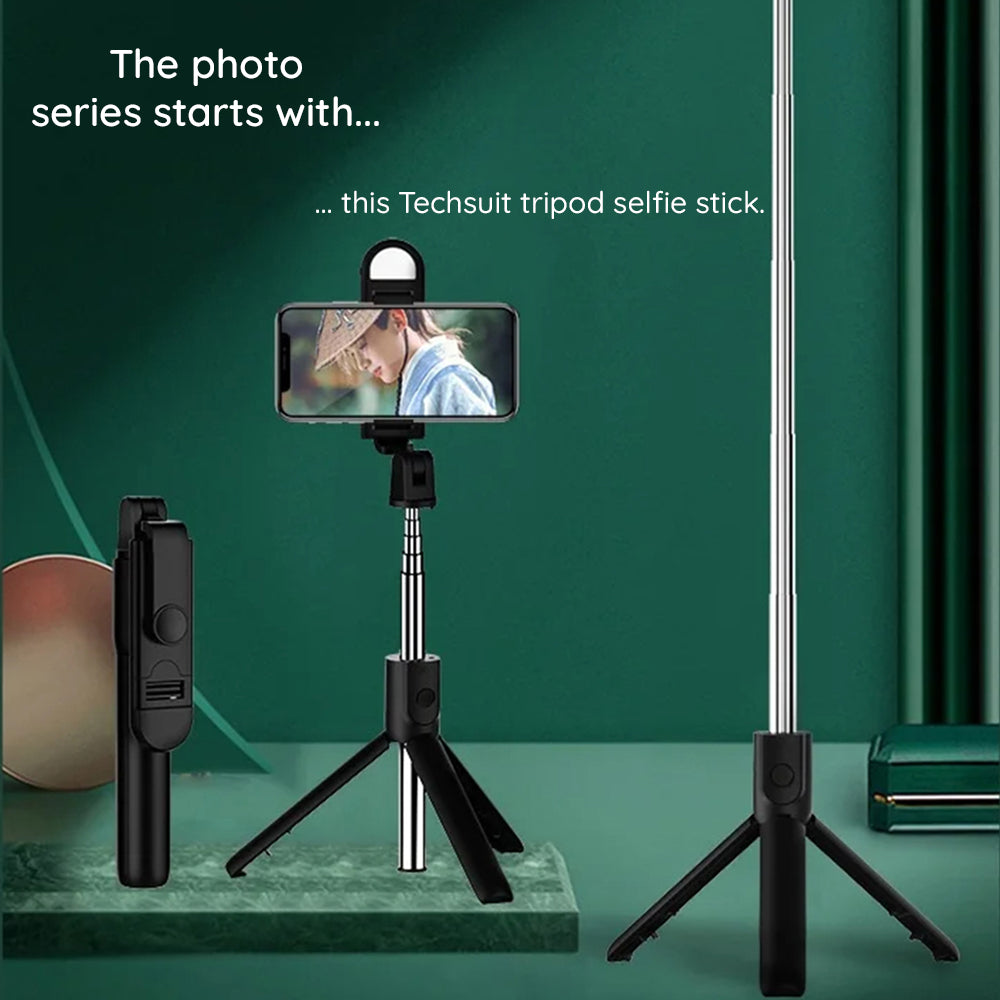 Selfie Stick Bluetooth Techsuit S05-S, Universal, Negru