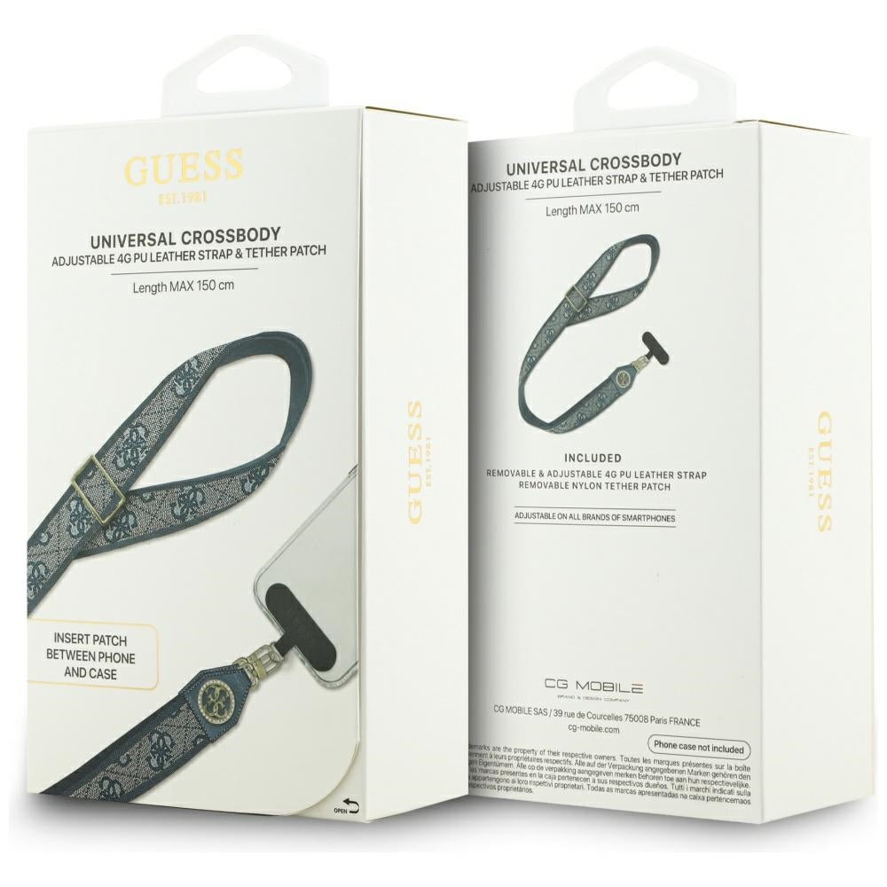 Snur Telefon Guess 4G Strass Metal Logo, Albastru