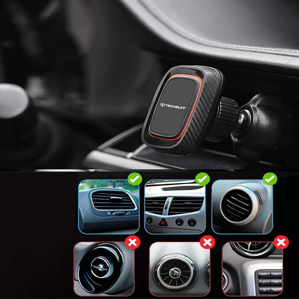 Suport Auto Magnetic Techsuit S4, Universal, Negru Rosu