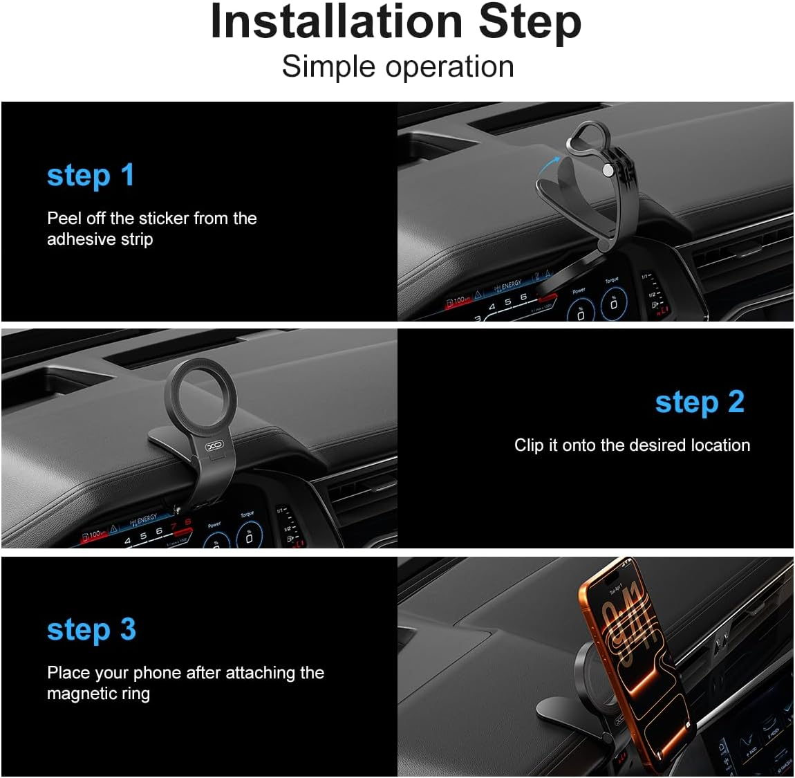 Suport Auto Magnetic XO Design C191, Universal, Negru