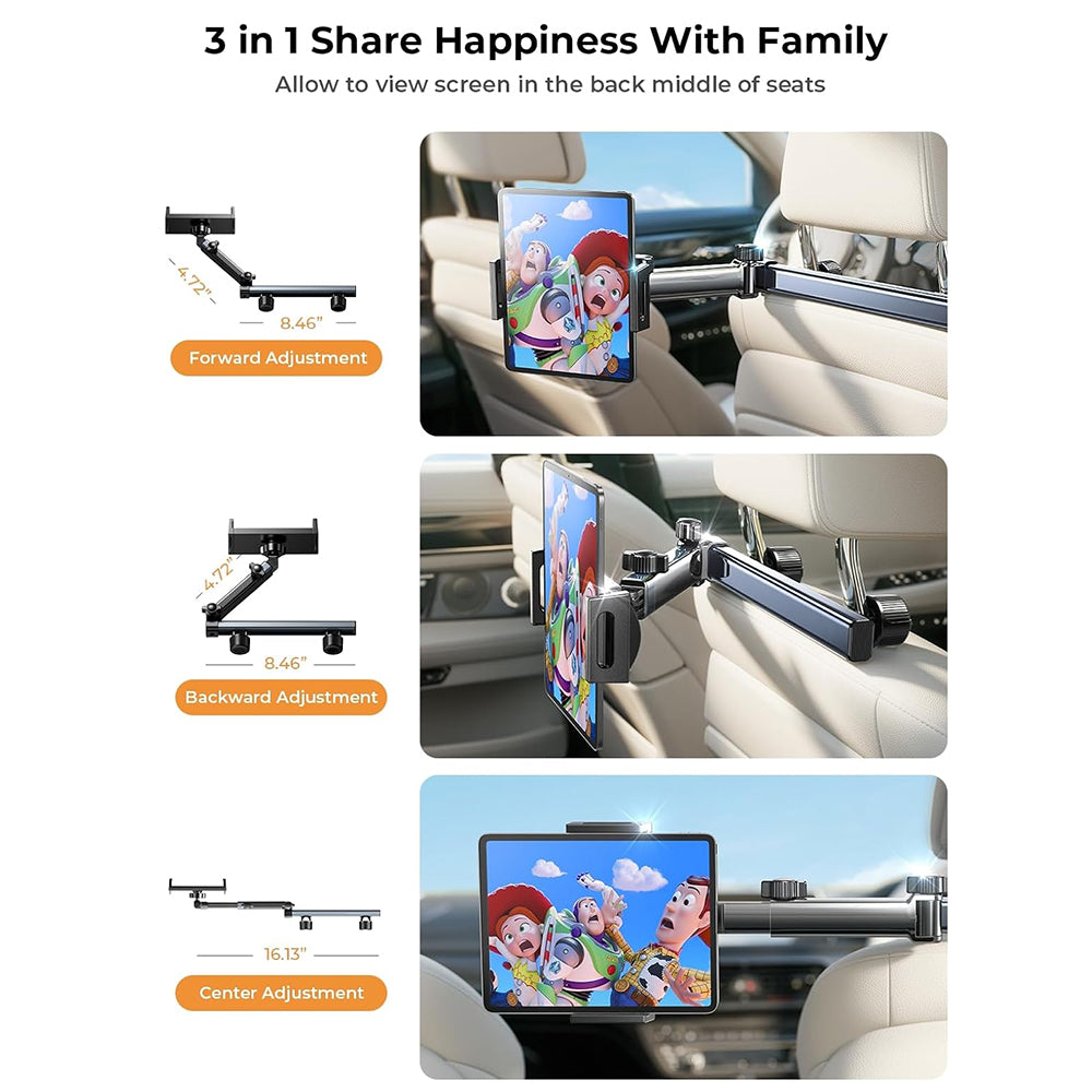 Suport Auto Tetiera Lisen pentru Telefon / Tableta, 4.7inch - 12.9inch, Negru YL0423090004