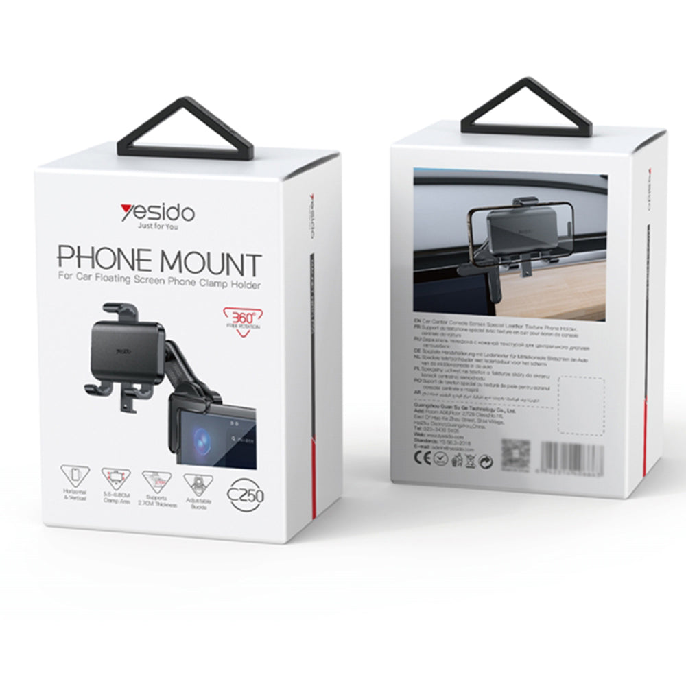 Suport Auto Yesido C250, 4.7inch - 6.8inch, Negru
