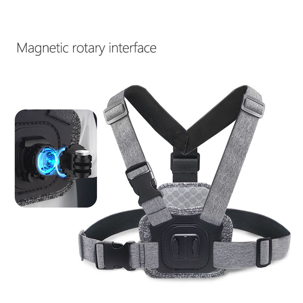 Suport Piept Camera Sport Techsuit JX-002 pentru GoPro Series, Gri