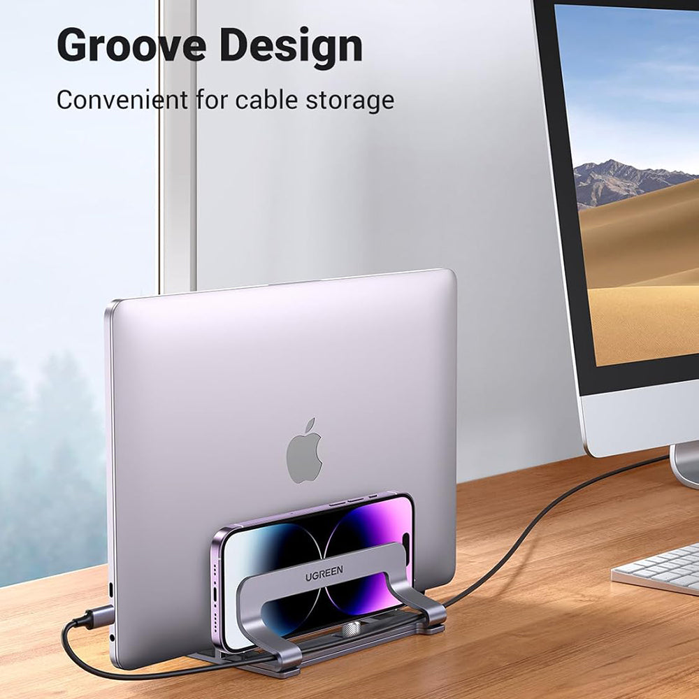 Suport Vertical UGREEN LP258 Two pentru Laptop cu grosime 12mm - 26mm, Argintiu