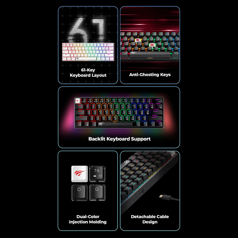 Tastatura Gaming Wired USB HAVIT KB903L, RGB, 1.8m, Albastra Alba