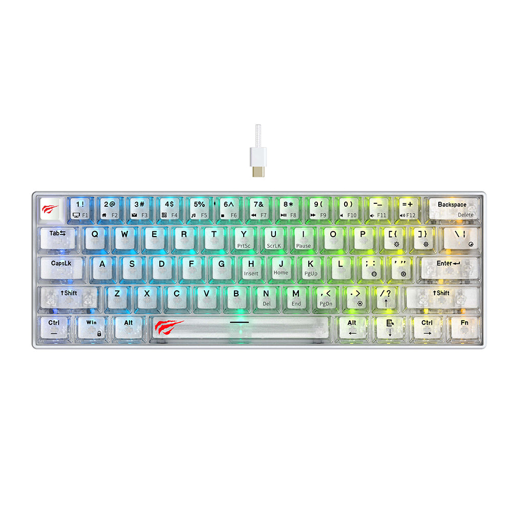 Tastatura Gaming Wired USB HAVIT KB903L, RGB, 1.8m, Transparenta Alba