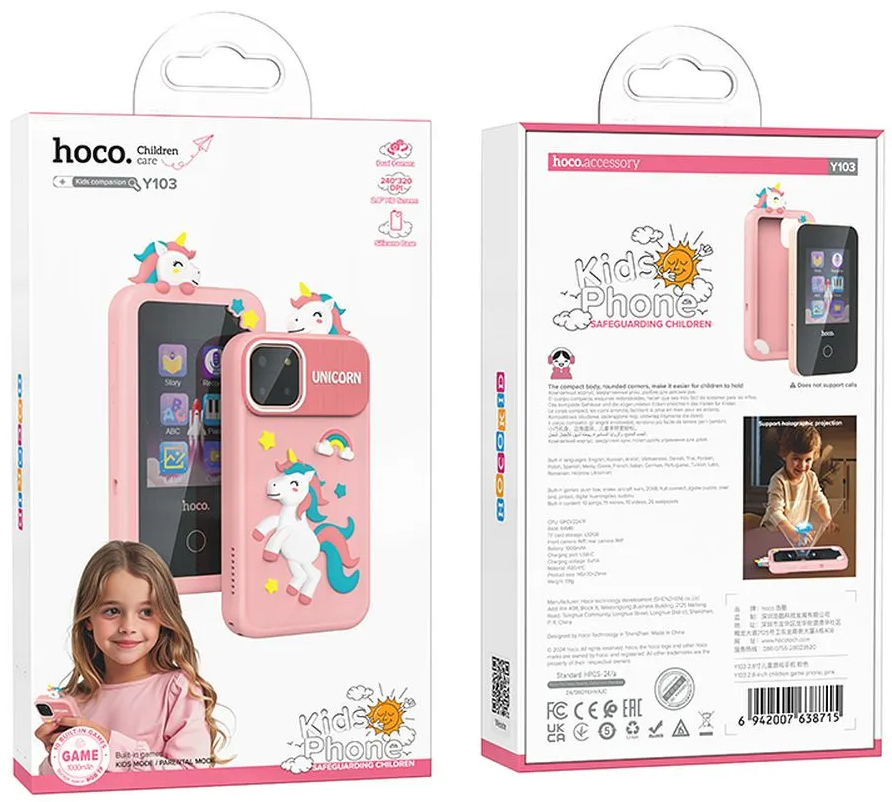 Telefon Mobil HOCO Y103 Kids, Afisaj 2.8inch, Roz