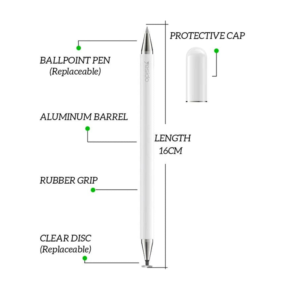 Touch Pen Yesido ST04, 2in1, Alb