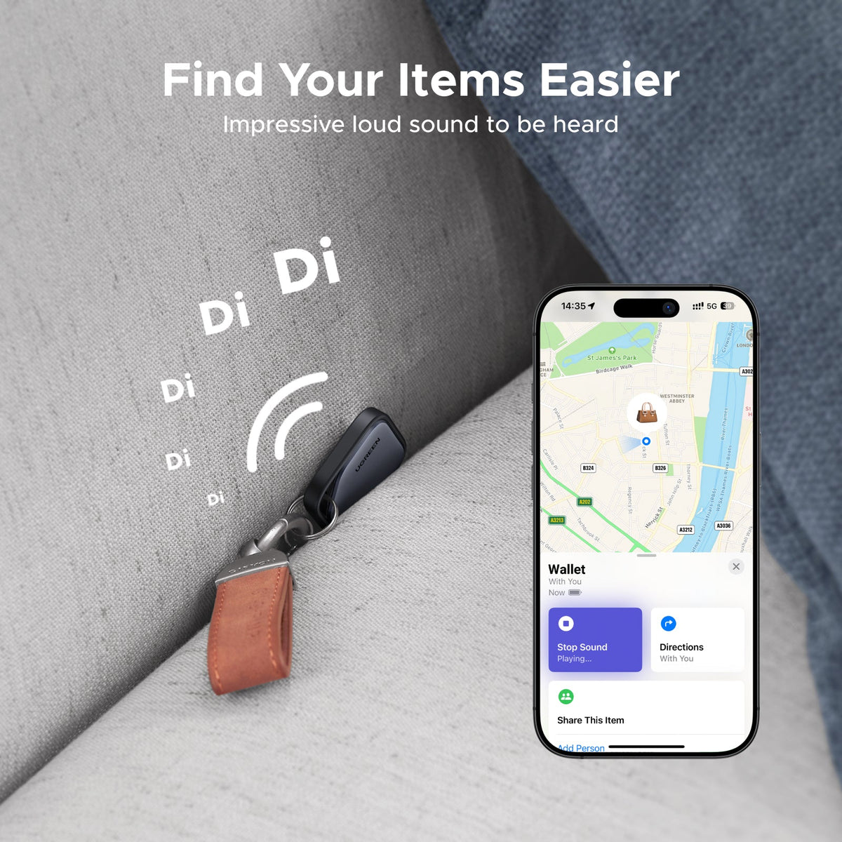 UGREEN SmartTag Pro Smart CM916 (75646P) pentru iOS / Android Series, Set 4 bucati, Negru