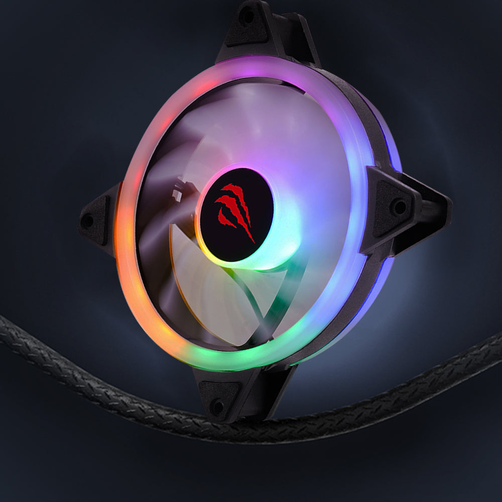 Ventilator HAVIT F2089, RGB, 1200RPM, 35dB, 1.32W, Negru