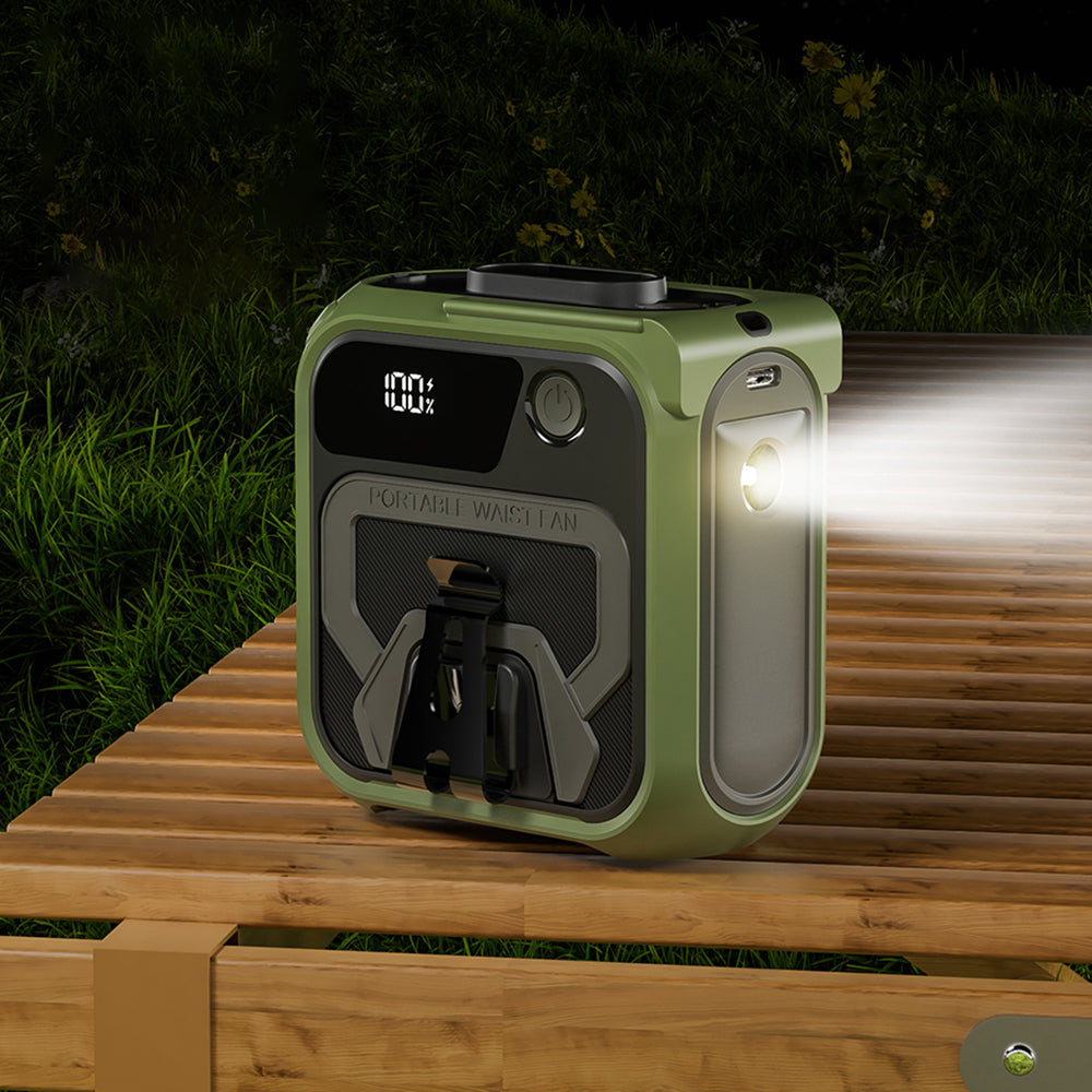 Ventilator Portabil Techsuit Z13 cu baterie externa 10000mAh, Verde