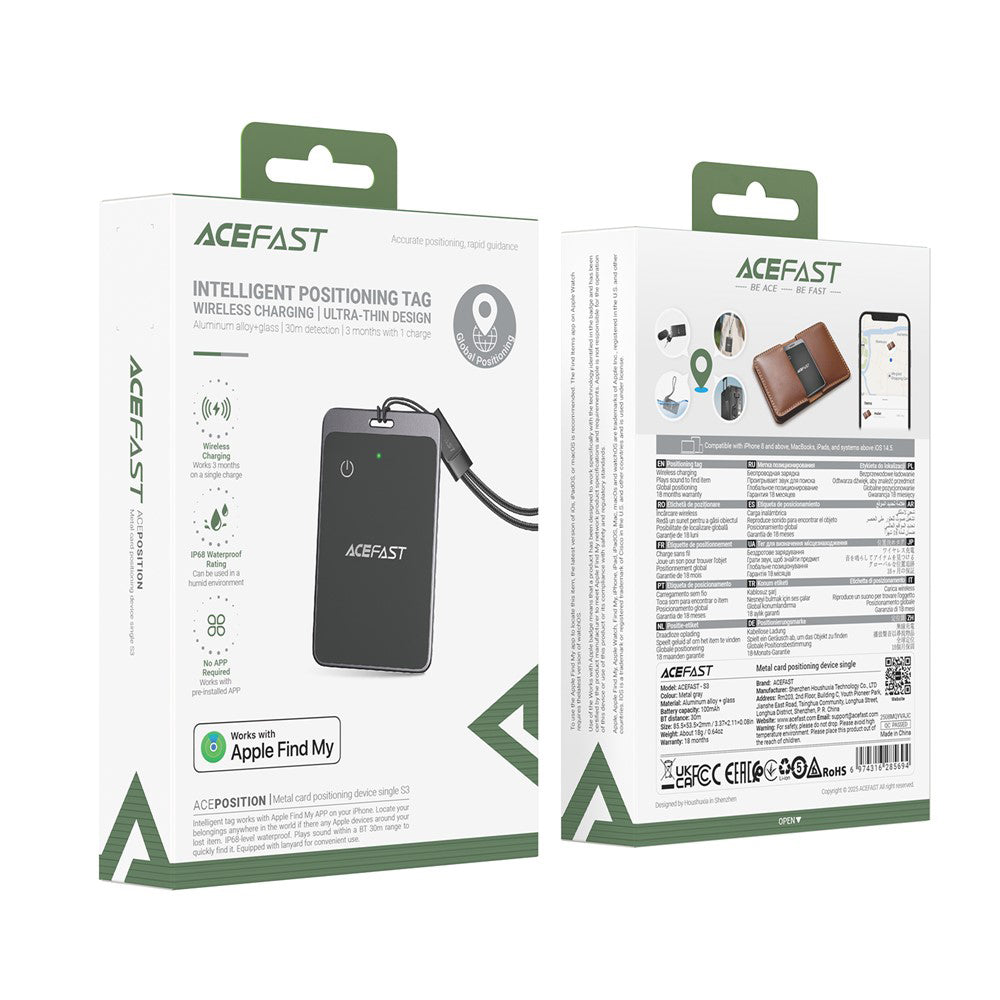 Acefast SmartTag S3 pentru iOS Series, Gri
