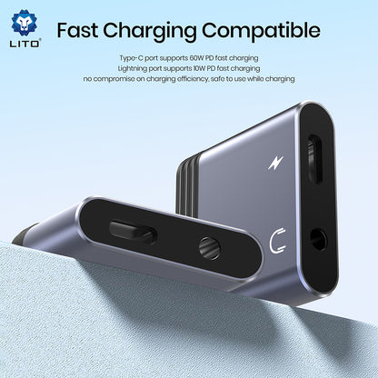 Adaptor Audio Lightning - Lightning / 3.5mm Lito LA04L, Negru