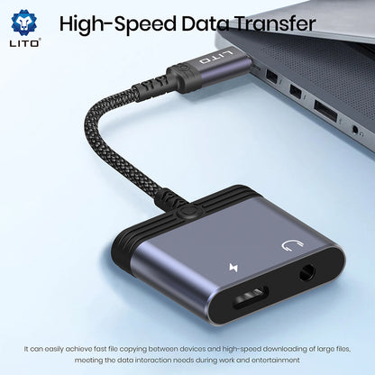 Adaptor Audio Lightning - Lightning / 3.5mm Lito LA04L, Negru