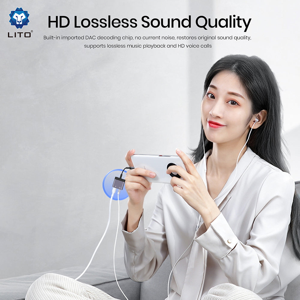 Adaptor Audio Lightning - Lightning / 3.5mm Lito LA04L, Negru