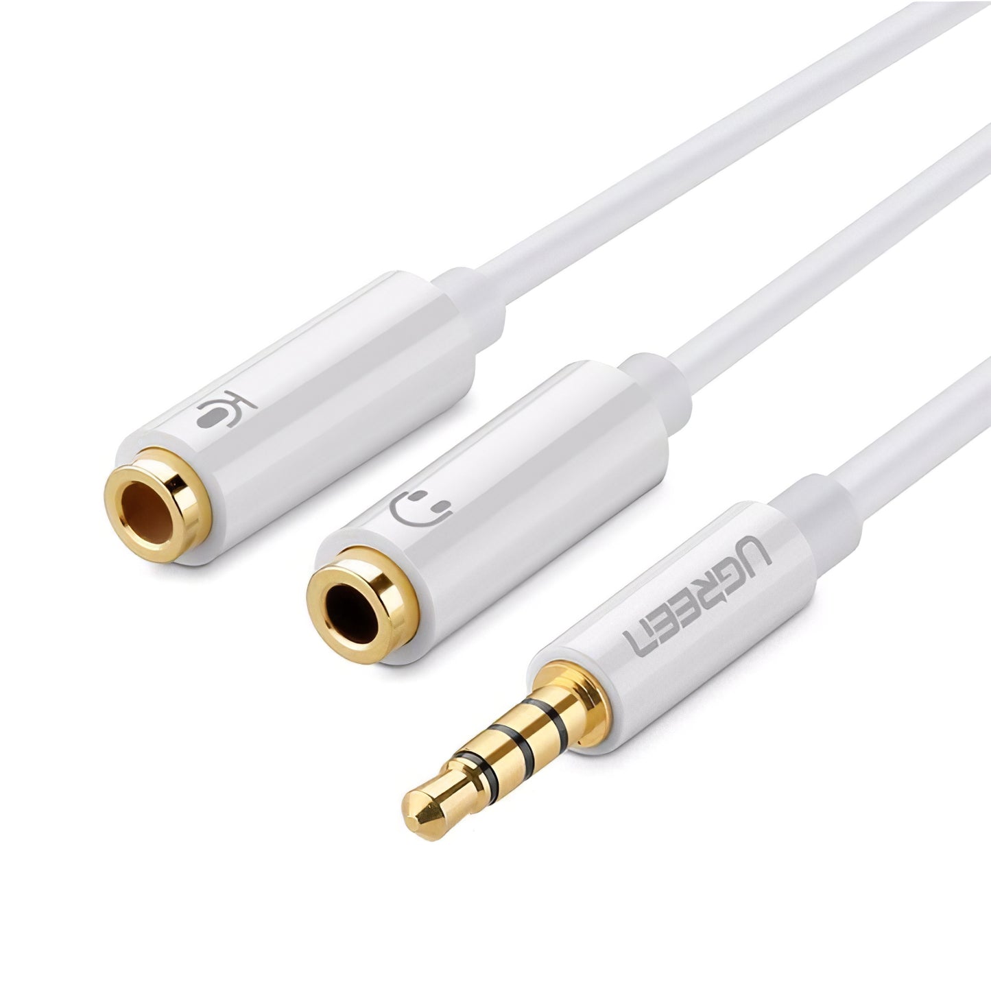 Cablu Audio 3.5mm - 2 x 3.5mm UGREEN AV141, 0.2m, Alb