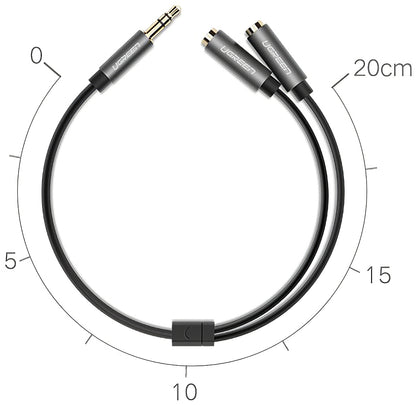 Adaptor Audio Splitter 3.5mm - 2 x 3.5mm UGREEN AV123 2in1, 0.2m, Gri