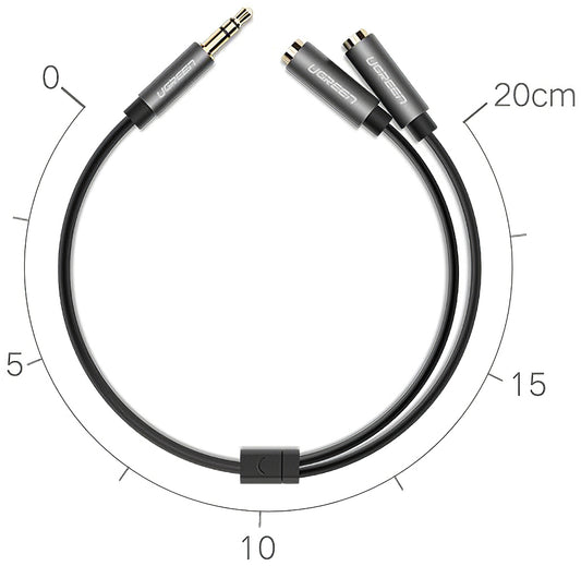 Adaptor Audio Splitter 3.5mm - 2 x 3.5mm UGREEN AV123 2in1, 0.2m, Gri